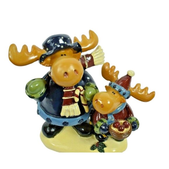 Akcents Snow Buddies Moose 5in Tall Holiday Figurines with Box - Picture 6 of 11